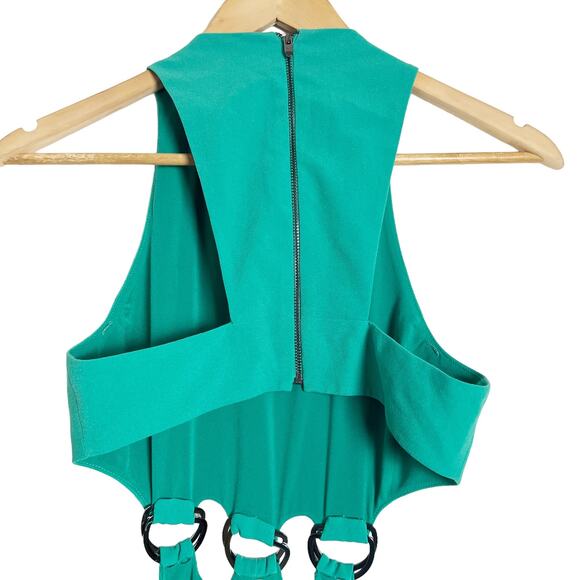 Halston Heritage Green Cutout Wide Leg Jumpsuit Size 0 - Picture 6 of 8
